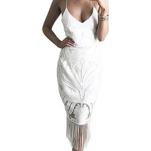 Gorgeous fringe white dress!!